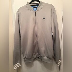 Adidas Light Gray Zip-Up track Jacket